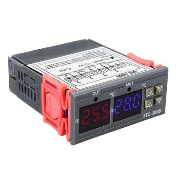 110-220V STC-3008 Digital Display Intelligent Dual Control Electronic Thermostat Dual Display Dual T