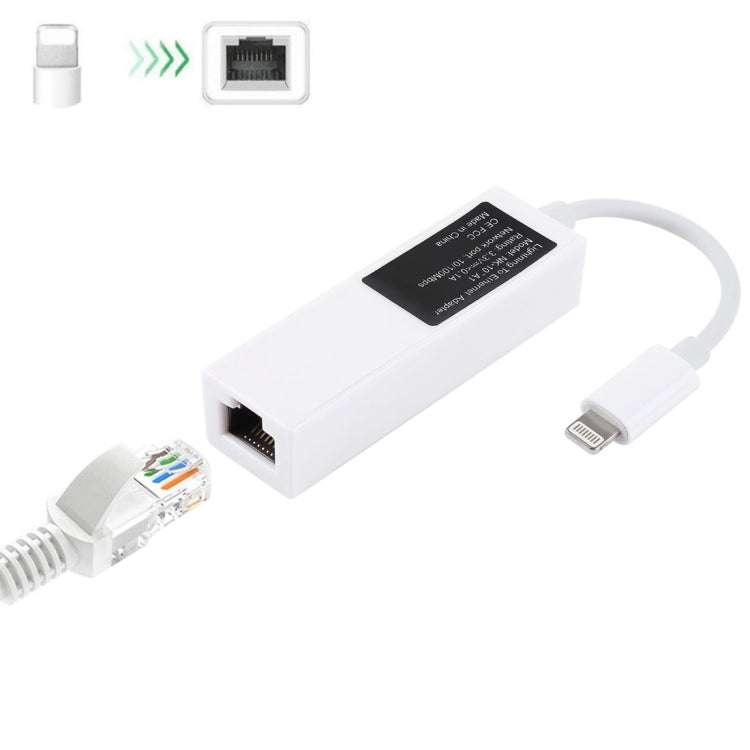 NK107A1 8 Pin to RJ45 Ethernet LAN Network Adapter Cable for iPhone / iPad Series, Total Length: ...