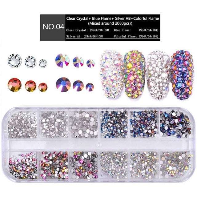 Nail Flat-back AB Crystal Strass 3D Charm Gems DIY Manicure Nail Art Decorations(04)
