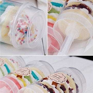 10X Plastic Push Up Cake Containers Lids Shooters For Wedding Birthday Party Cream Piping Bag