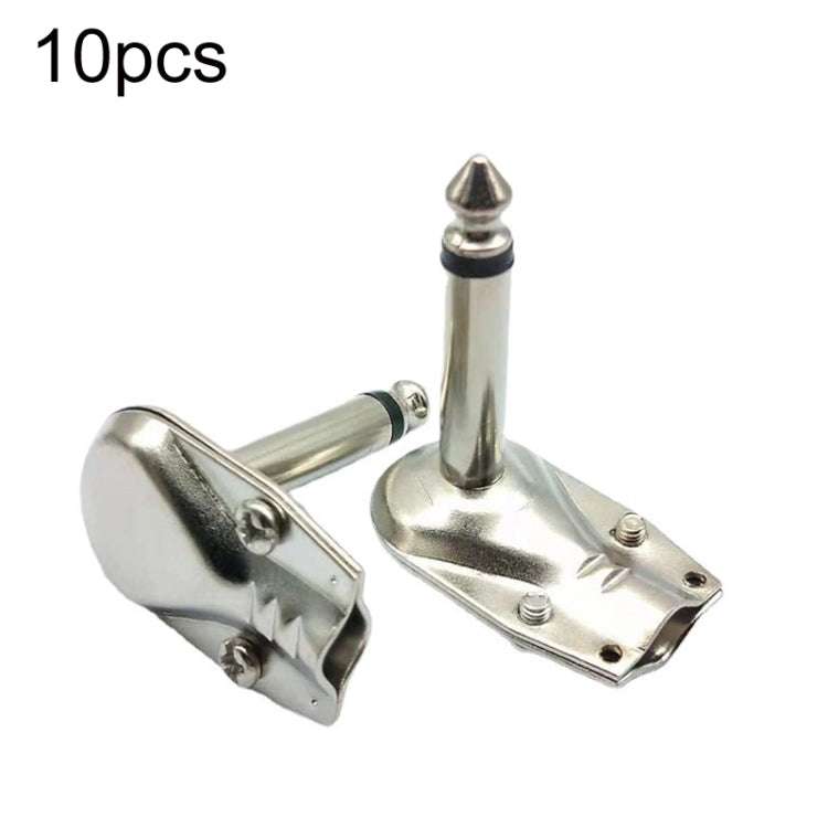 10pcs 6.35mm Right Angle Guitar Plug Audio Microphone Amplifier Connector, Specification: Mono