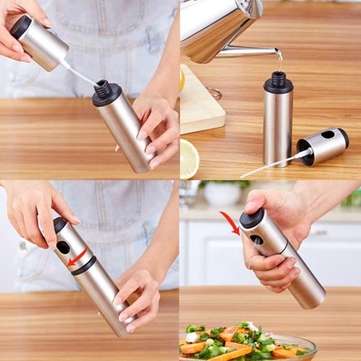 Stainless Steel Oiler Oil Spray Refillable Bottles Fuel Injector Sprayer Pot Gravy Boats Kitchen Too