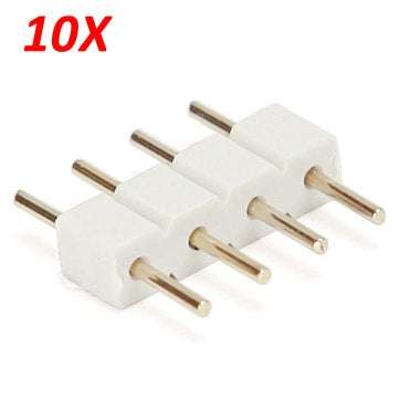 10X White 4pin Male Connector For RGB 5050/3528 LED Strip Light Connect