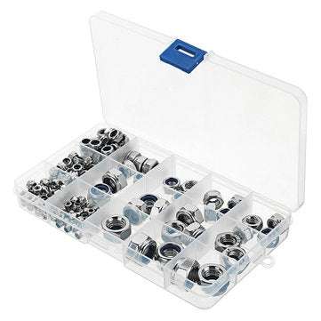 Suleve MXSN4 170Pcs 304 Stainless Steel Lock Nut Assortment M3/4/5/6/8/10/12 Nylon Insert Locknut
