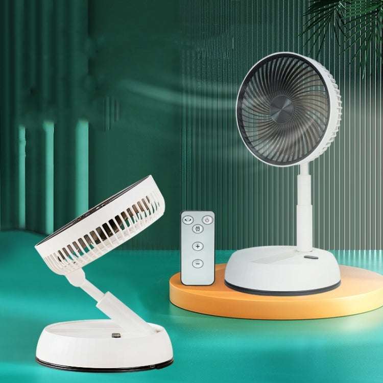 8-inch Portable Folding Telescopic Fan Can Shake Head with Timing & Remote Control(White 6000  mAh)