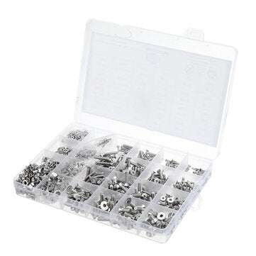 Suleve MXSH8 1220Pcs Stainless Steel Hex Socket Flat Head Screws Bolt Nuts Washers Assortment Kit M2