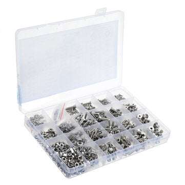 Suleve MXSH8 1220Pcs Stainless Steel Hex Socket Flat Head Screws Bolt Nuts Washers Assortment Kit M2