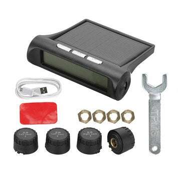 Solar TPMS Tire Pressure Monitor System 4 External Sensors For RV Truck Trailer