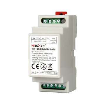 MiBoxer DC12V-24V LS2S 5 in 1 LED Controller (DIN Rail) for Single Color RGB RGBW RGB+CCT Strip Lig