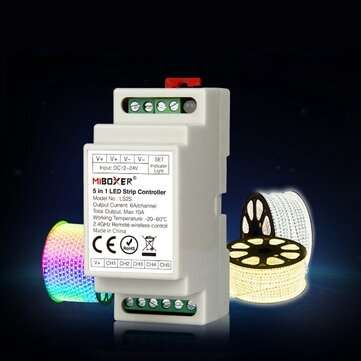 MiBoxer DC12V-24V LS2S 5 in 1 LED Controller (DIN Rail) for Single Color RGB RGBW RGB+CCT Strip Lig
