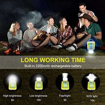 RUNACC Camping Lantern 3 In 1 Rechargeable LED Anti-Mosquito Lamp Camping Lantern with 2200 mAh rech