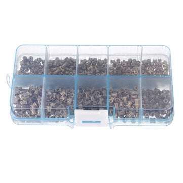Suleve MXBN2 500Pcs M2/M2.5/M3 Metric Threaded Brass Knurl Round Insert Nut Assortment Set