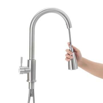 Stainless Steel Hot And Cold Pull Tap Simple Pull Kitchen Sink Faucets
