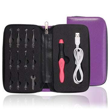 11 In 1 USB LED Light Knitted Crochet Kit DIY Weaving Tool Kits Sweater Sewing Acc... (COLOR.: PINK)