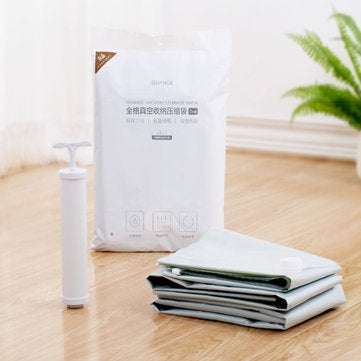 Quange Reusable Transparent Vacuum Bag Double Leak-proof Storage Bag Foldable ... (TYPE: ABEACH5PCS)