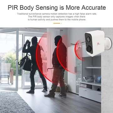 Pripaso 1080P Wireless Battery Powered WiFi Camera Outdoor Security IP Camera Waterproof Rechargeabl