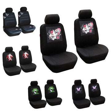 Universal Five Seat Car Seat Cover Panda Skull Head Butterfly Front... (PATTERN: SKULL | TYPE: 4PCS)