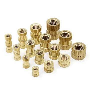 Suleve MXBN2 330Pcs M2 M3 M4 M5 Metric Female Thread Brass Knurled Nut Threaded Insert Embedment Nut