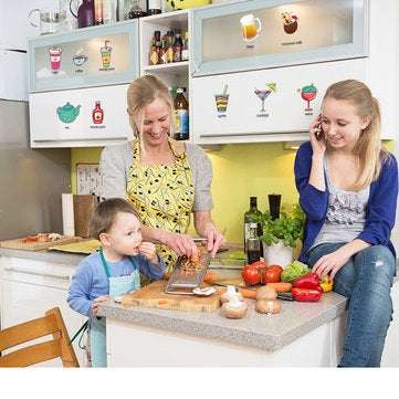 Cartoon Kitchen Utensil Wall Sticker Removable Kitchen Decorative Stickers Multi Color PVC Decals