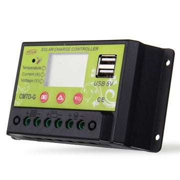 CMTD-G 10A 12V/24V LCD PWM Solar Charge Controller Dual USB Solar Panel Battery Regulator
