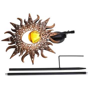 Outdoor Wrought Iron Ground Plug Solar Lawn Lamp Golden Sun Retro Hollow Courtyard Landscape Project