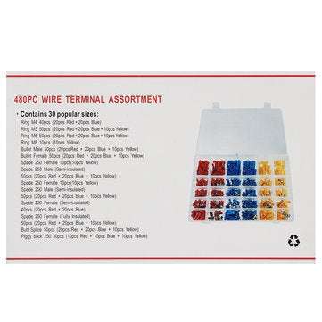 Excellway EC09 480Pcs Insulated Electrical Wire Connector Terminal Crimp Connectors Kit Box