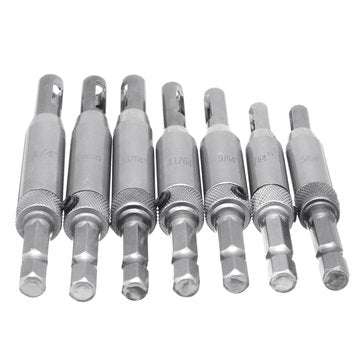 7pcs Self Centering Door Window Hinge Set Twist Wood Drill Bit Hole Puncher