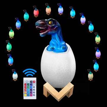 KL-02 Decorative 3D Tyrannosaurus Egg Smart Night Light 16 Colors Remote Control Touch Switch LED Ni