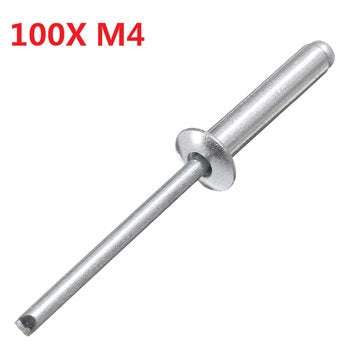 M4 Aluminium Open End Blind Rivets Dome Head with Break Pull Mandrel 100Pcs (SIZE: 25MM)