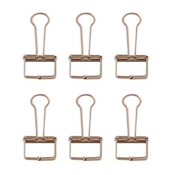 Deli 9415 6Pcs Binder Clip Rose Gold Elegant Metal Clip Paper Organizer File Folder for Office Schoo