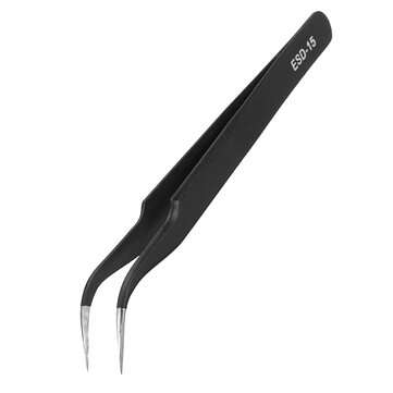 DANIU 9pcs ESD Stainless Steel Anti-static Tweezers with Storage Bag Teardown Electronic Maintenance