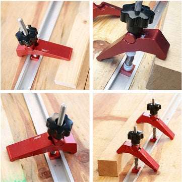 HONGDUI 2 Pcs Red Quick Acting Hold Down Clamp Aluminum Alloy T-Slot T-Track Clamp Set Woodworking T