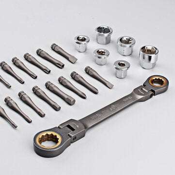 Multifunction Ratcheting Socket Wrench Set Metric with Adapter Socket Screwdriver
