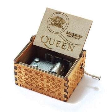 Retro Vintage Music Box Wood Hand Cranked Music Box Home Crafts Decor Xmas Gifts (TYPE: B)