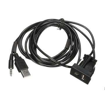 Car Audio Extension Modification Cable USB Port 3.5mm AUX Lead Mounting Panel 1M