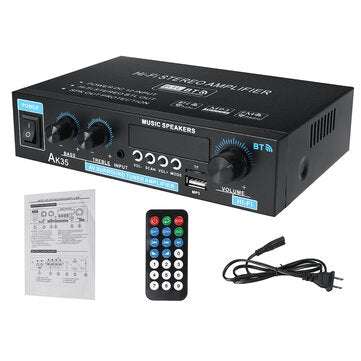 AK35 110V-240V bluetooth 5.0 Stereo Power Amplifier USB Wireless Music Speakers