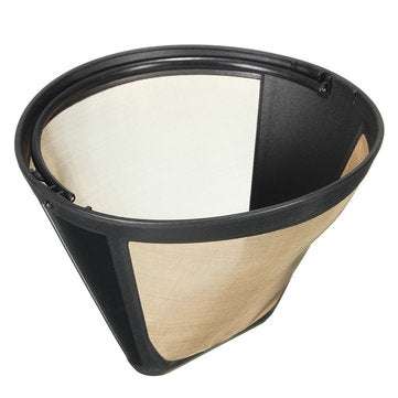 Permanent Reusable #4 Cone Shape Coffee Filter Mesh Basket Gold Tone Coffee Accessories