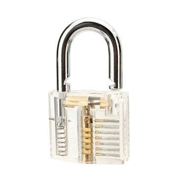 Transparent Inner Visual Padlock Practice Set with 9Pcs Unlocking Lock Pick / Key Lock Pick Tools