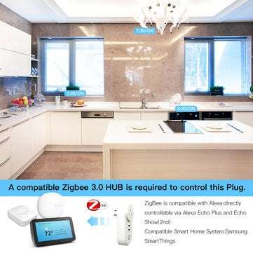 MoesHouse US Zig Bee Dual USB Smart WiFi Socket Plug App Remote Control Echo Plus Voice Control Work