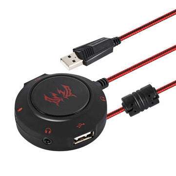KOTION EACH S2 External USB Sound Card Plug and Play Stereo Headset Adapter For PC ... (COLOR.: RED)