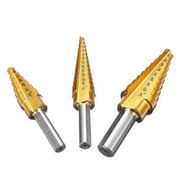 4pcs 3/16-1/2 1/4-3/4 1/8-1/2 Titanium Coated Step Drill Bit with Automatic Center Pin Punch