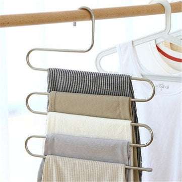Mrosaa 5 layers S Shape MultiFunctional Clothes Hangers Pants Storage Hangers Cloth Rack Multilayer