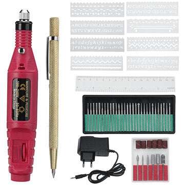 12V 54Pcs Electric Engraving Pen Kit Regulated Speed Mini DIY Etchi... (PLUG: USPLUG | COLOR: BLACK)