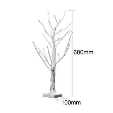 60CM Battery Power Silver Birch LED Tree Lamp Warm White Night Light Festival Christmas Decor Gift