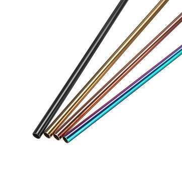 5Pcs Colored Stainless Steel Metal Drinking Straw Set Reusable Straws With Cleaner Brush Kit
