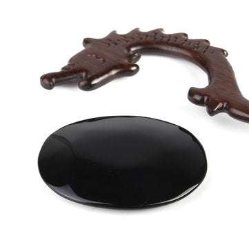 Large Black Obsidian Oval Palmstone Crystal Gemstone Memorial Scrying Stone Healing  US
