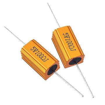 10pcs RX24 5W 100R 100RJ Metal Aluminum Case High Power Resistor Golden Metal Shell Case Heatsink Re