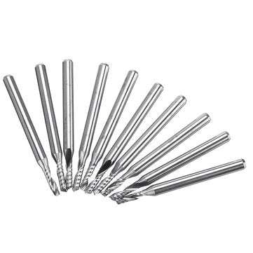 10pcs Single Flutes Milling Cutter 3.175mm Shank 2mm Tip Carbide End Mill CNC Cutting Tool