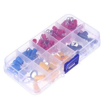 102PCS 10Kinds RV Ring Terminal Electrical Crimp Connector Kit Set With Box Copper Wire Insulated Co