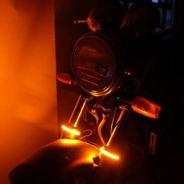 12V Motorcycle Front LED Fork Lamp Turn Signal Lights Universal Amber